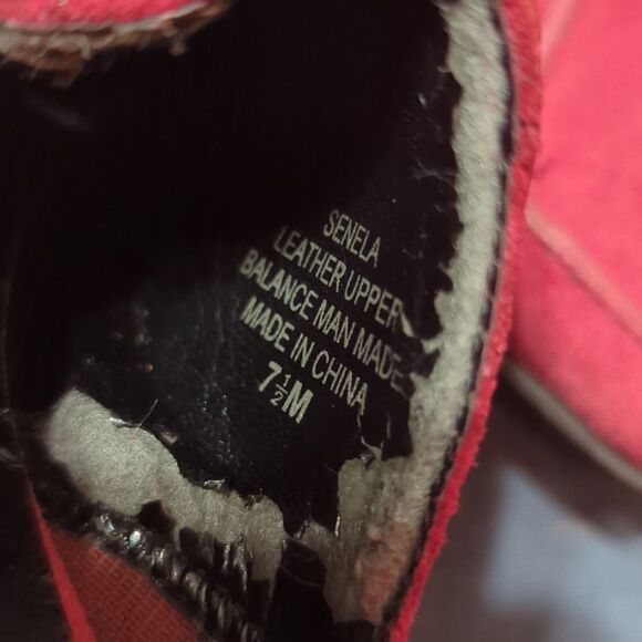 VICTORIA SECRET SENELA 9 red LEATHER Sexy 70s Vibe MULE FRINGE WEDGE SHOE - Picture 10 of 11